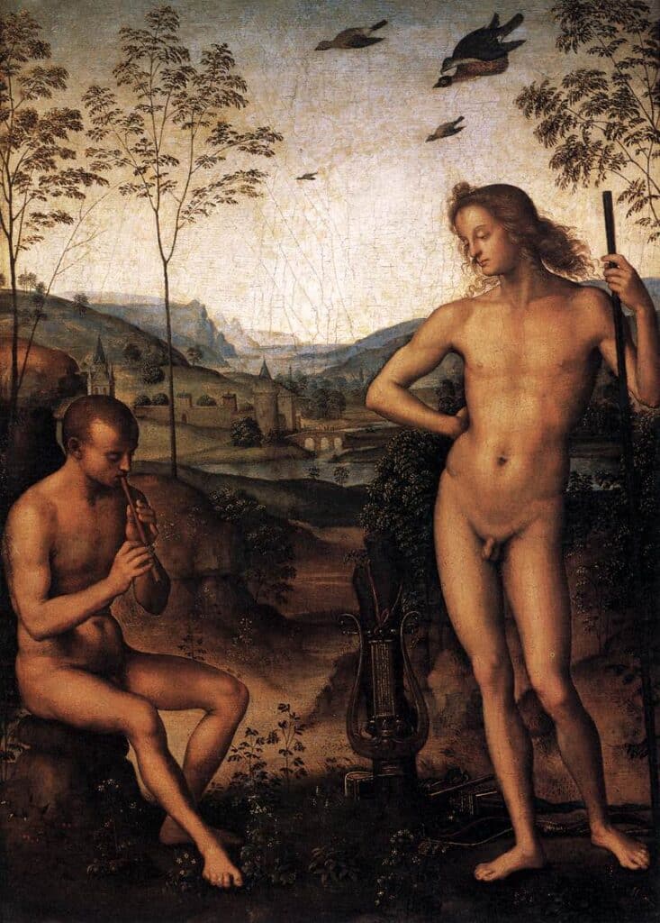 Le Pérugin, Apollon et Daphnis, huile sur bois, 1483 